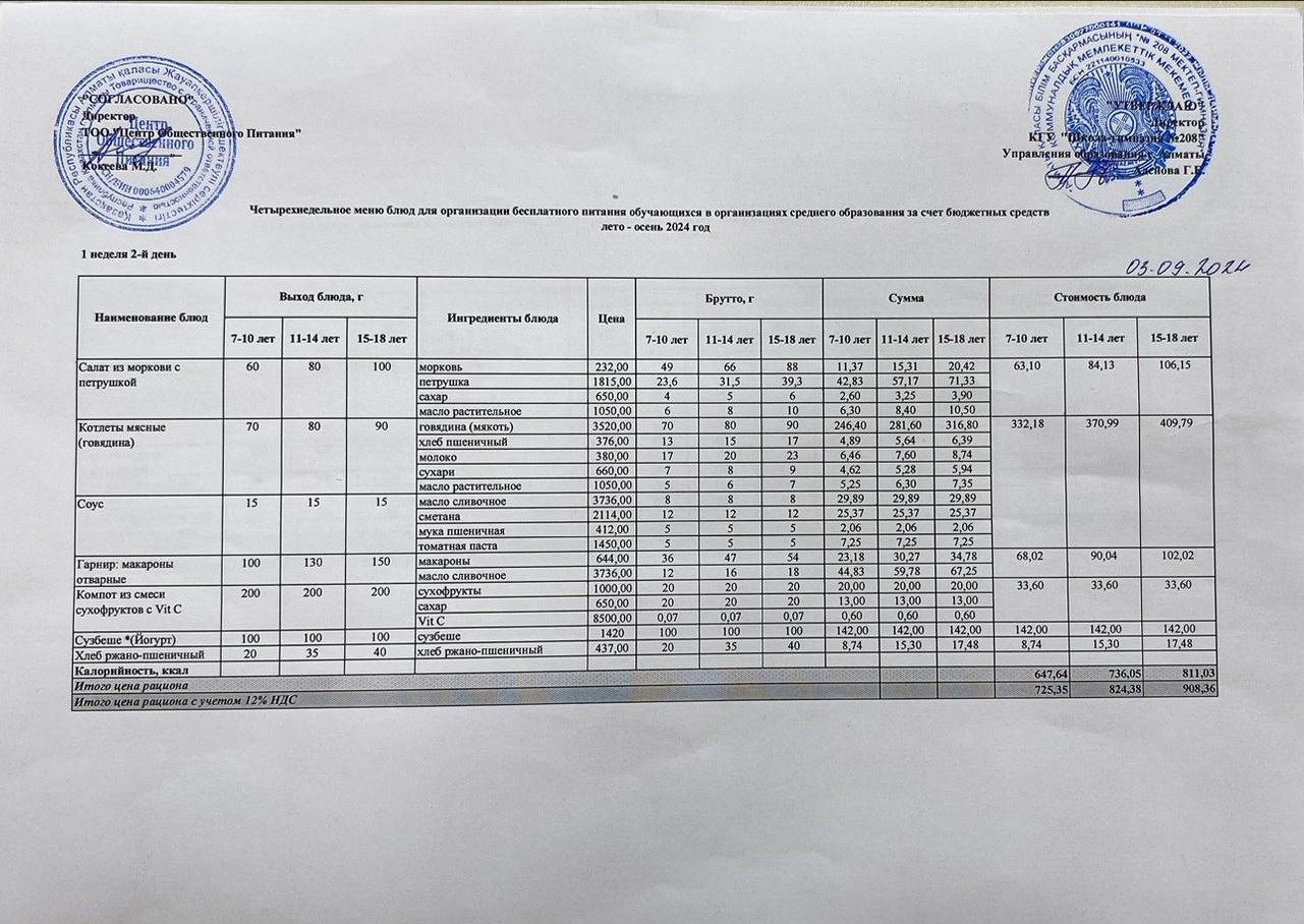 03.09.2024 ж. Асхана мәзірі